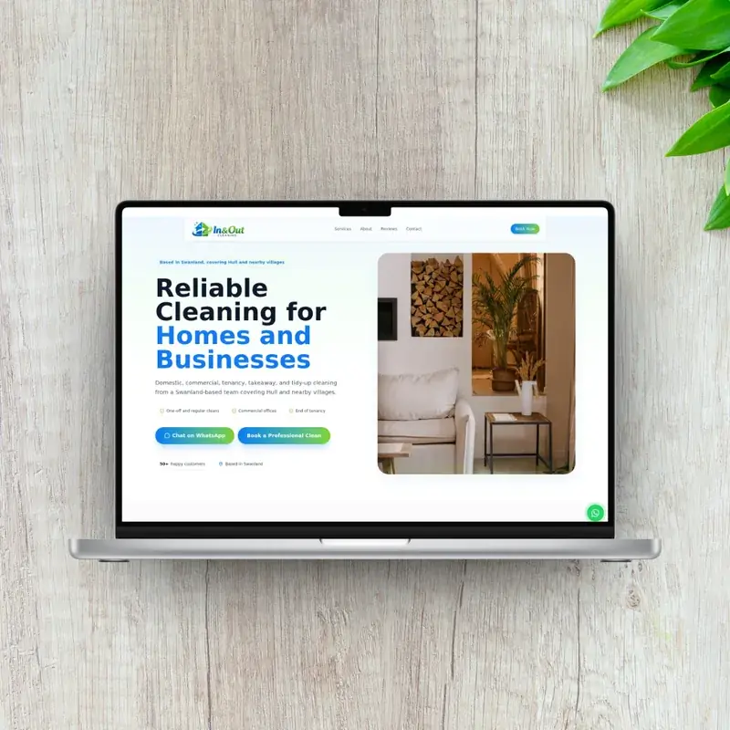 Hull Cleaning — Swift7 client website on mobile