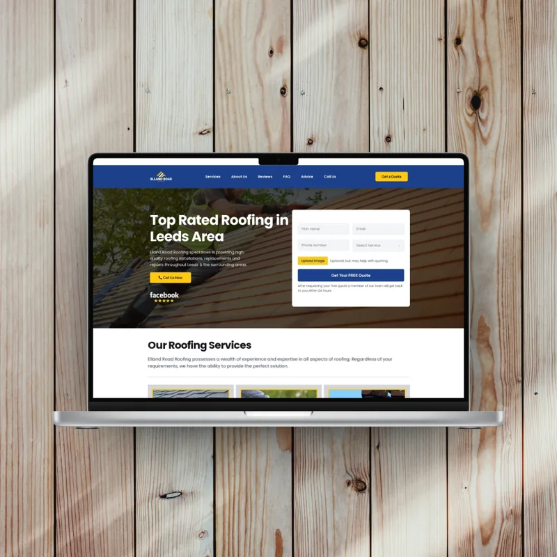 Elland Road Roofing — Swift7 client website on mobile